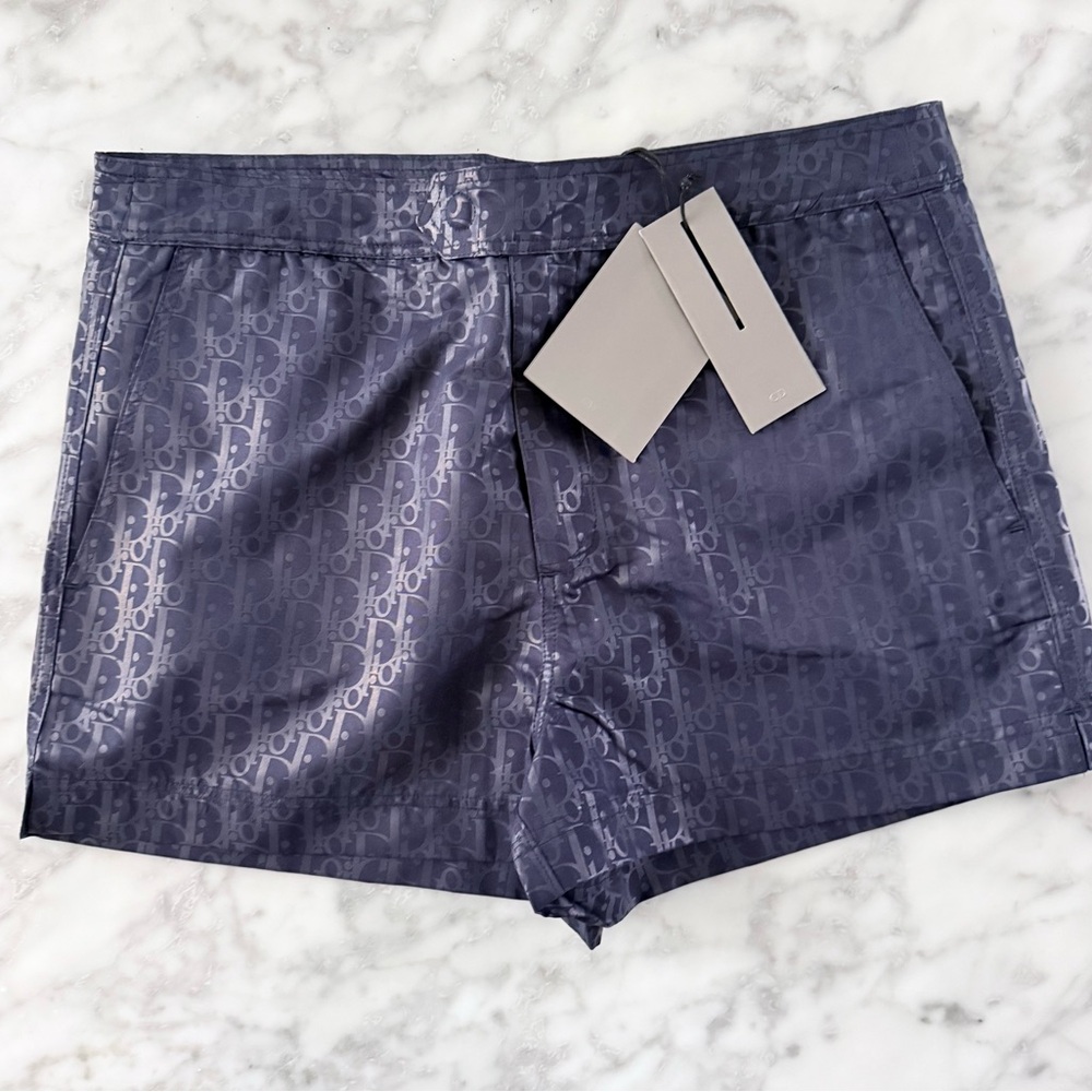 Dior High Waist Monogram Blue Shorts